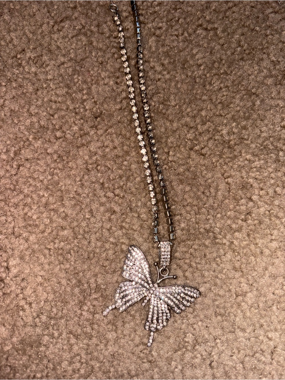 Y2K butterfly bedazzled necklace#juicycouture #y2k #2000s #hollister 🤍